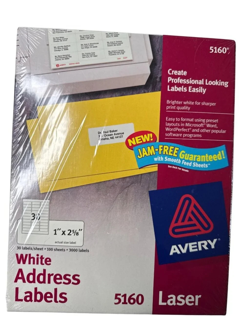 Avery White Address Labels 5160 100 Sheets 3000 Labels 1